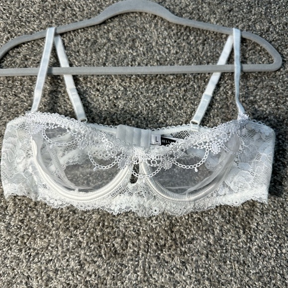 NWT Oh La La Cheri unlined balconette bra, G string and garter belt set SZ Large - Picture 3 of 10